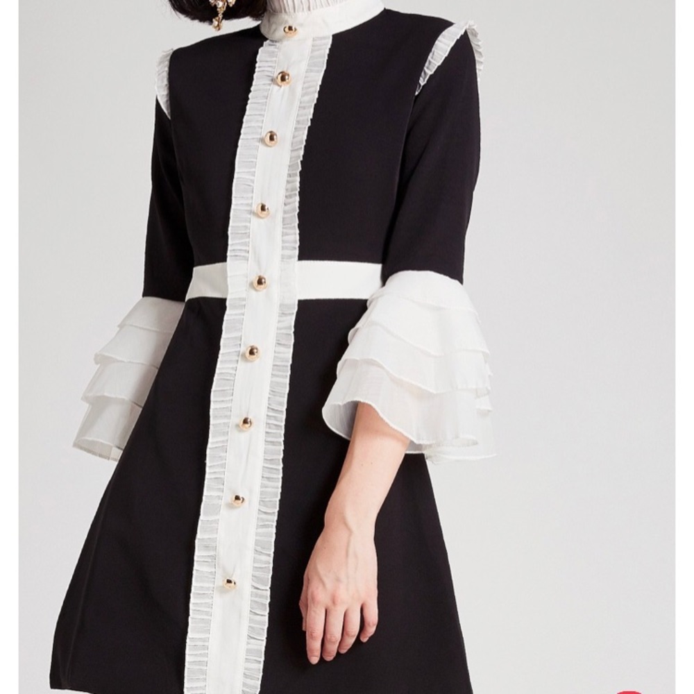 Della Tiered Sleeves Pleated Dress XS